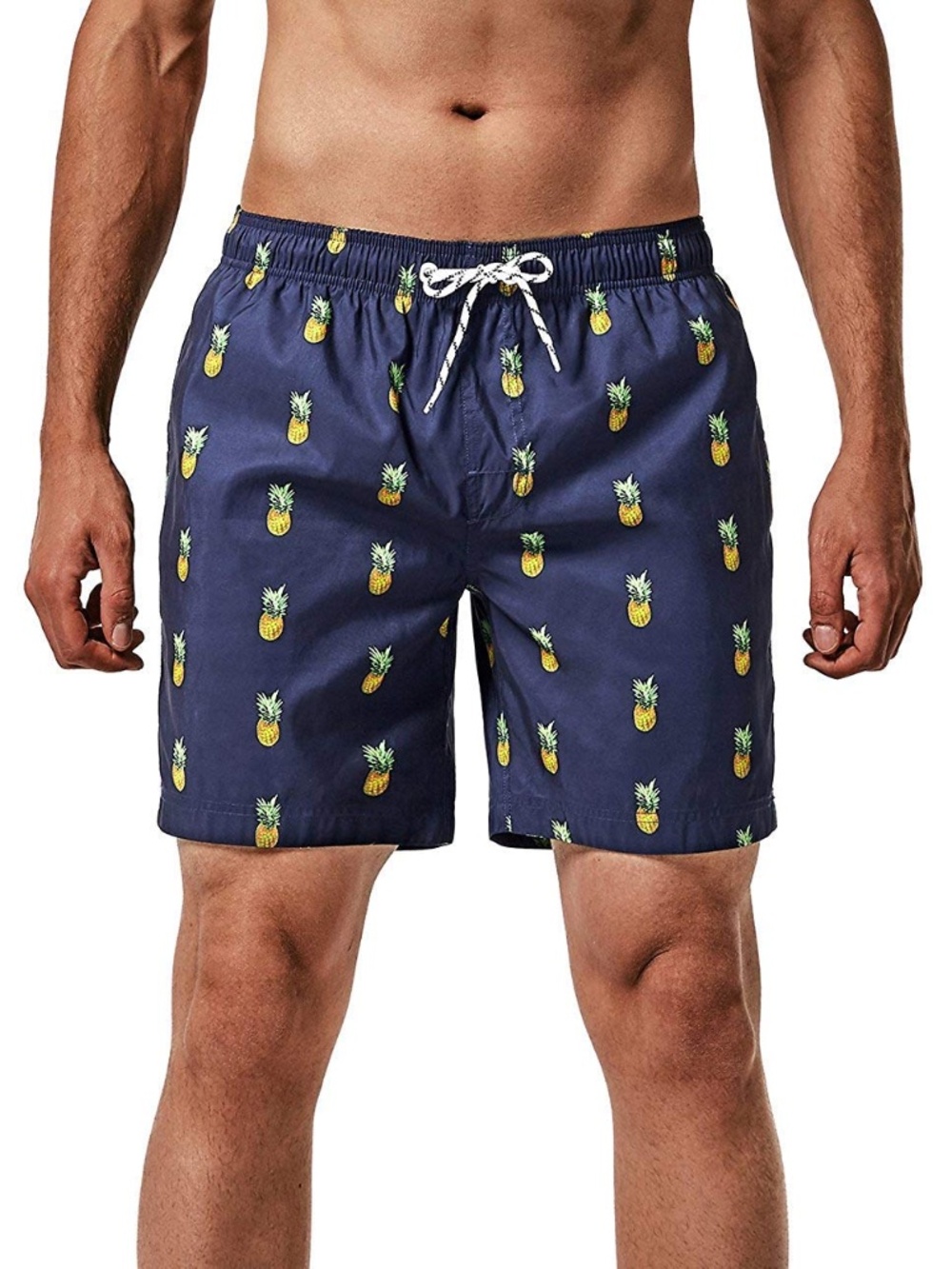 Maamgic Swimming Shorts Trunks Men's Size M Quick Dry Blue Pineapple Mesh Lined
